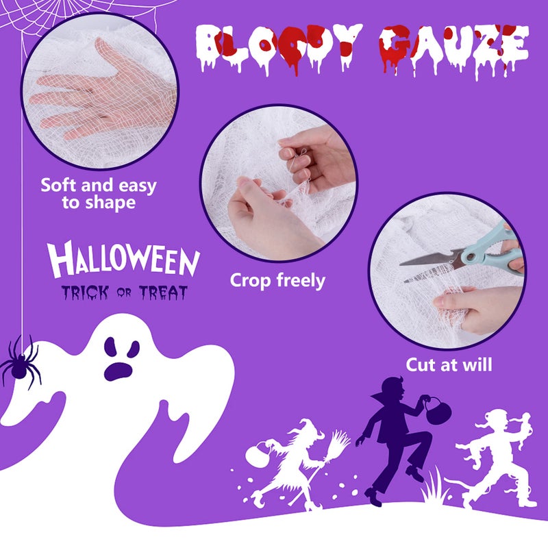Watayo 500 x 39 Inch Large Size Halloween Spooky Cheese Cloth  Halloween White Scary Creepy Cloth  Windows Doorways Cover Gauze for Halloweens Haunted House Party Decor - Image 3